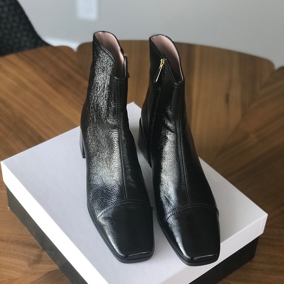 ROBERTO FESTA BLACK PATENT ANKLE BOOTS - Picture 3 of 11